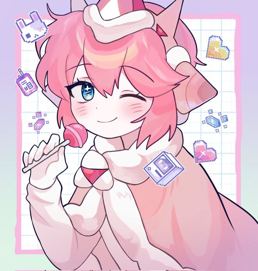 1other, androgynous, blue_eyes, candy, cape, cookie_run, cookie_run:_kingdom, food