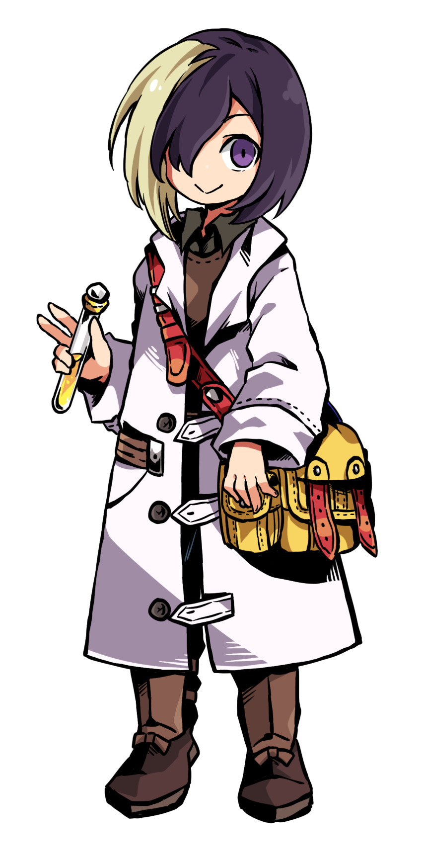 1other, absurdres, bag, black_hair, brown_shoes, etrian_odyssey, full_body, hair_over_one_eye