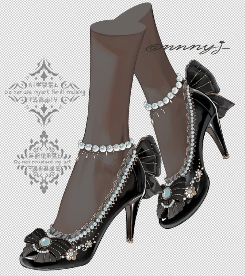 1girl, anklet, bead_anklet, beads, black_bow, black_shoes, bow, checkered_background