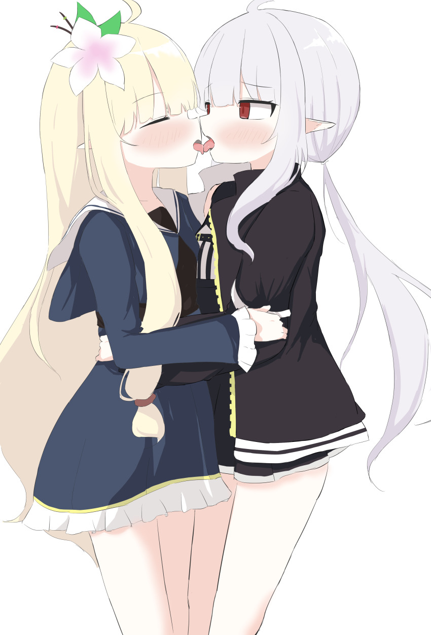 2girls, absurdres, blonde_hair, character_request, check_character, check_copyright, closed_eyes, copyright_request