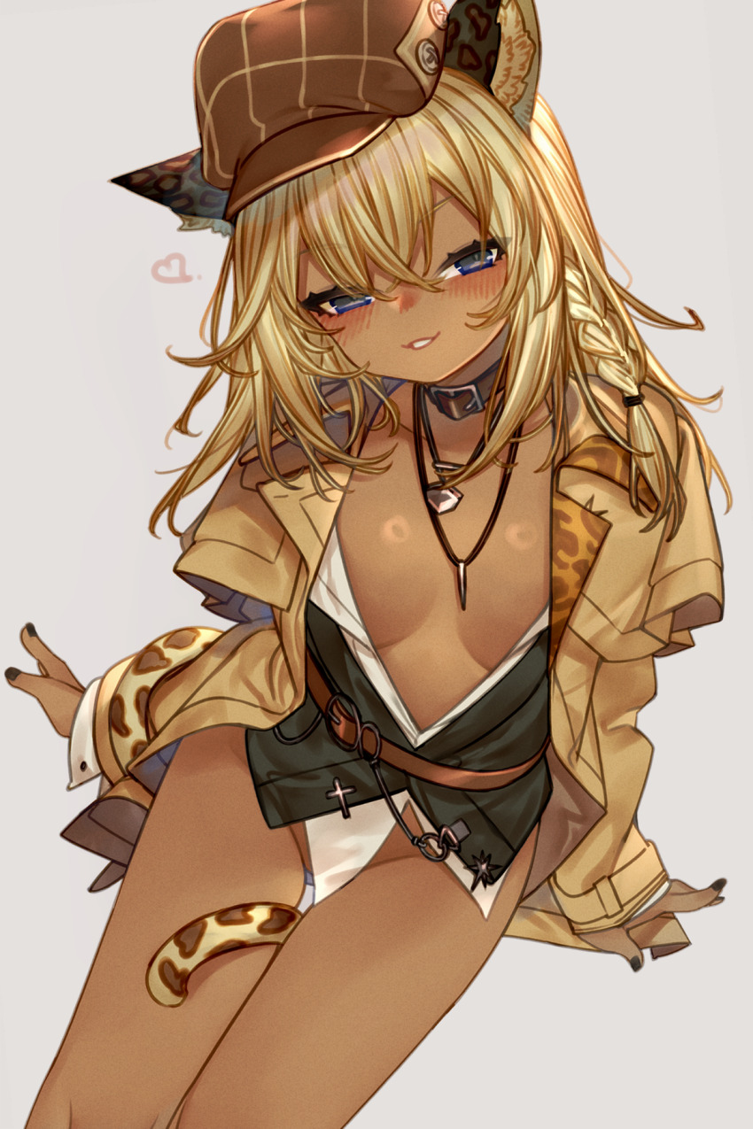 1girl, animal_ears, arknights, belt_collar, blonde_hair, blue_eyes, breasts, collar