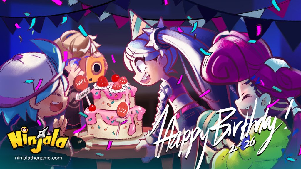 2boys, 2girls, aqua_hair, backwards_hat, belt, berecca, big_hair, birthday