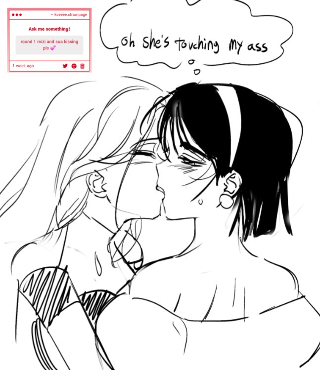 2girls, alien_stage, bob_cut, closed_eyes, commentary, earrings, english_commentary, english_text