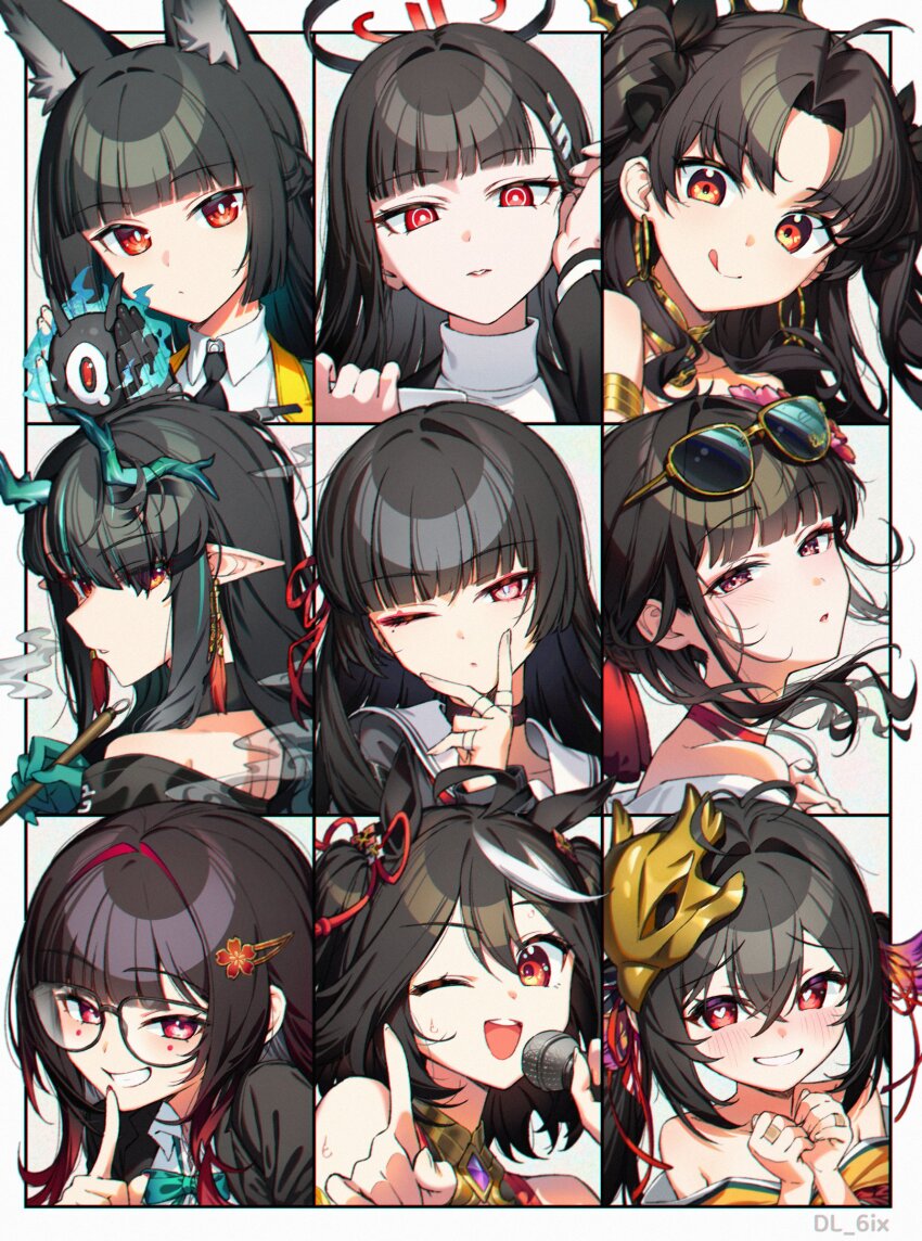 6+girls, :q, absurdres, animal_ear_fluff, animal_ears, arknights, azur_lane, bare_shoulders