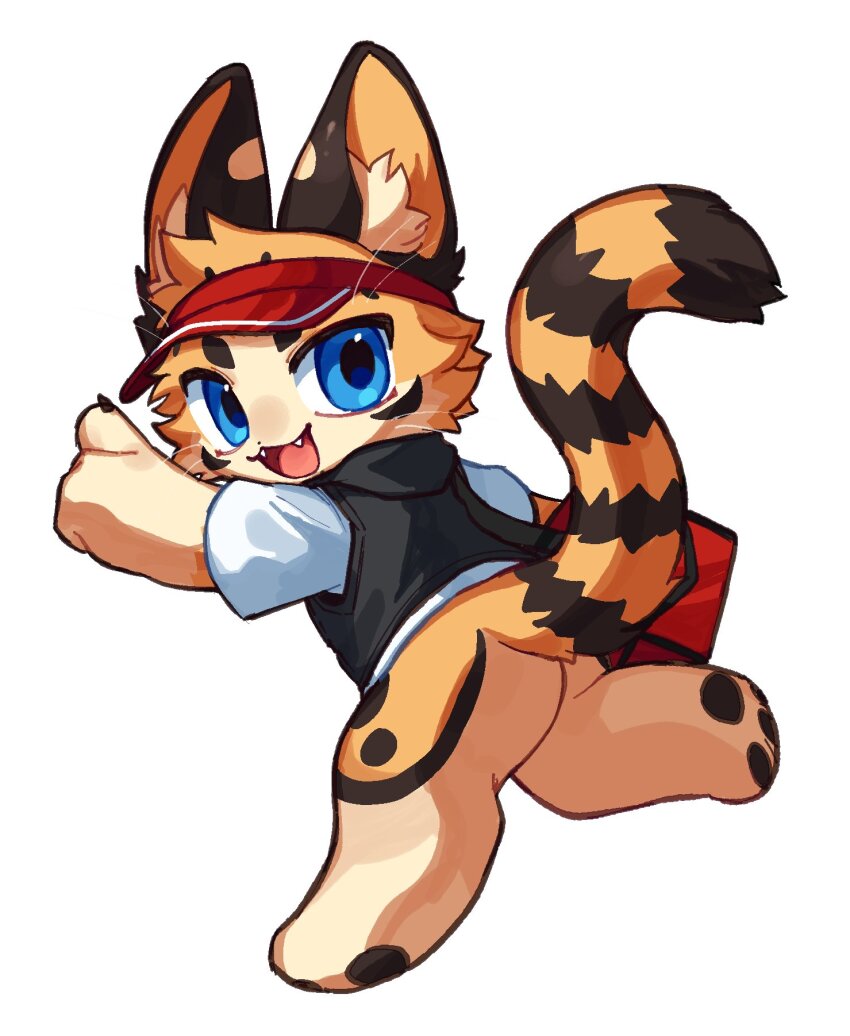 1boy, black_fur, black_vest, blue_eyes, borrowed_character, brown_fur, cheetah, chiech1_e