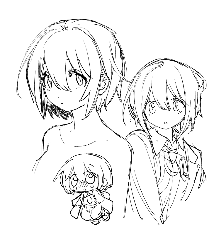 1girl, coat, collared_shirt, don_quixote_(project_moon), expressionless, greyscale, kampuzu, lapels