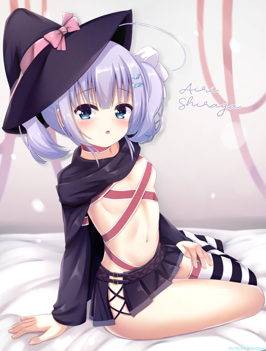 1girl, amairo_islenauts, arm_support, ayachi_nene, ayachi_nene_(cosplay), belt, belt_bra, black_cape