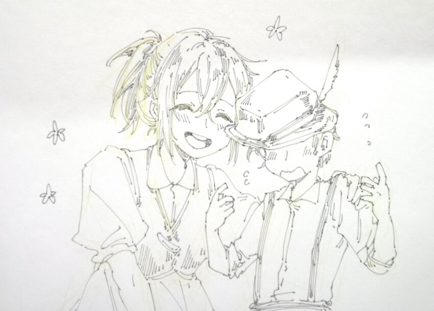 1boy, 1girl, age_difference, highres, octopath_traveler, octopath_traveler_i, partitio_yellowil, tressa_(octopath_traveler), tressa_colzione