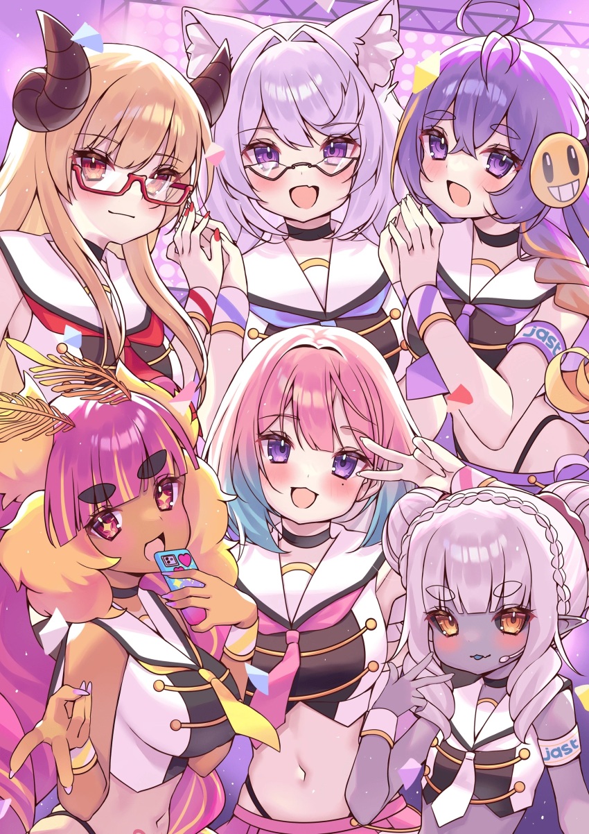 absurdres, blonde_hair, glasses, highres, ichigo_lemonade, idol_clothes, jastidols, kumo_kuddelmuddel