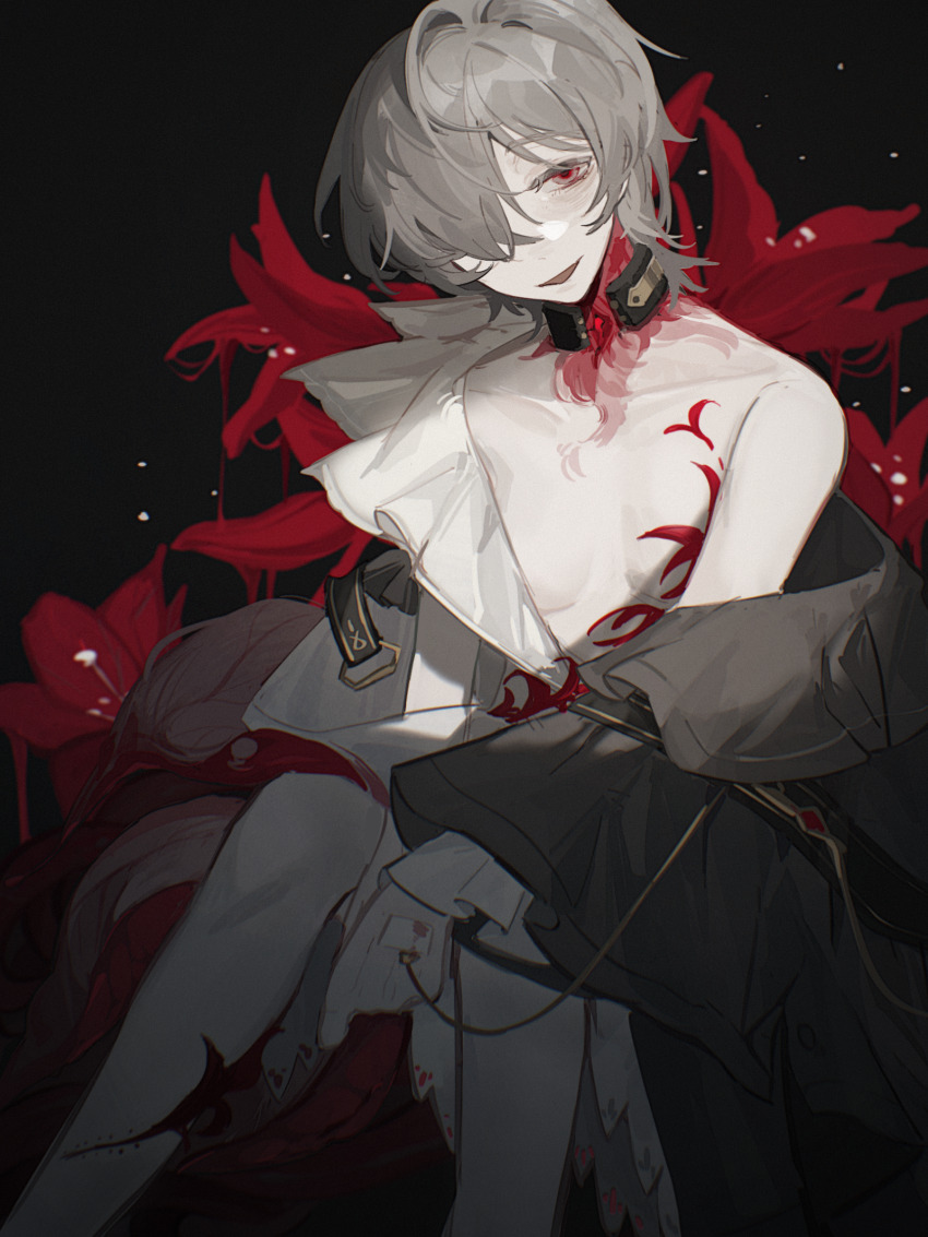 1043933814, 1girl, armor, bandaid, bandaid_on_hand, bare_legs, bare_pectorals, black_background