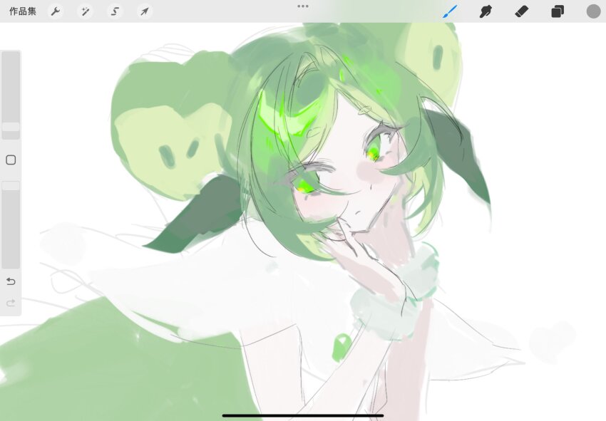 1girl, apple_faerie_cookie, apple_hair_ornament, candy_apple_cookie, cookie_run, cookie_run:_kingdom, disguise, dress