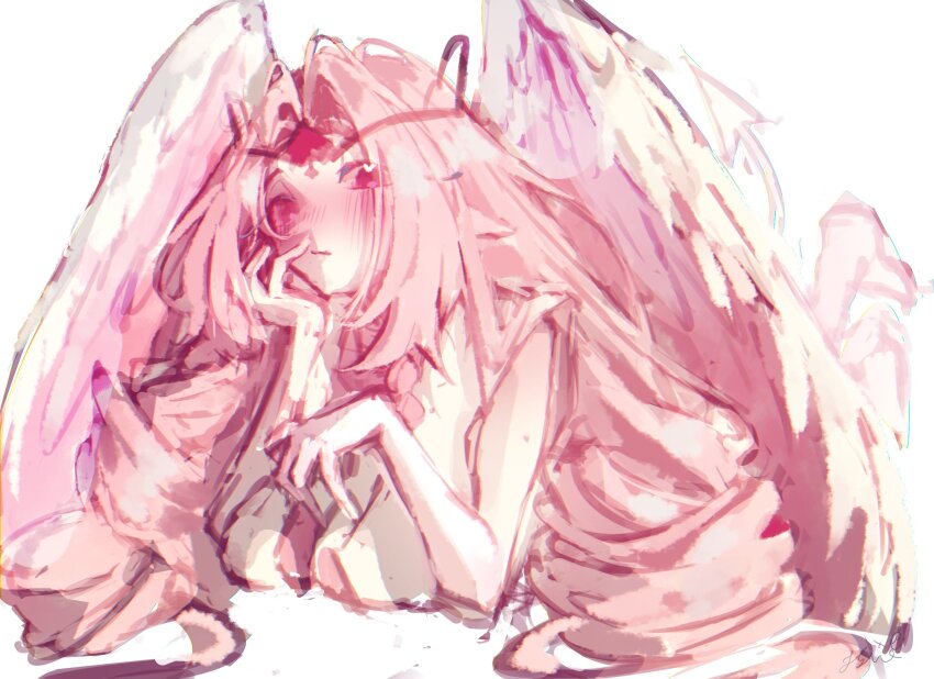 1girl, angel, angel_wings, animification, colored_skin, cookie_run, cookie_run:_kingdom, dress