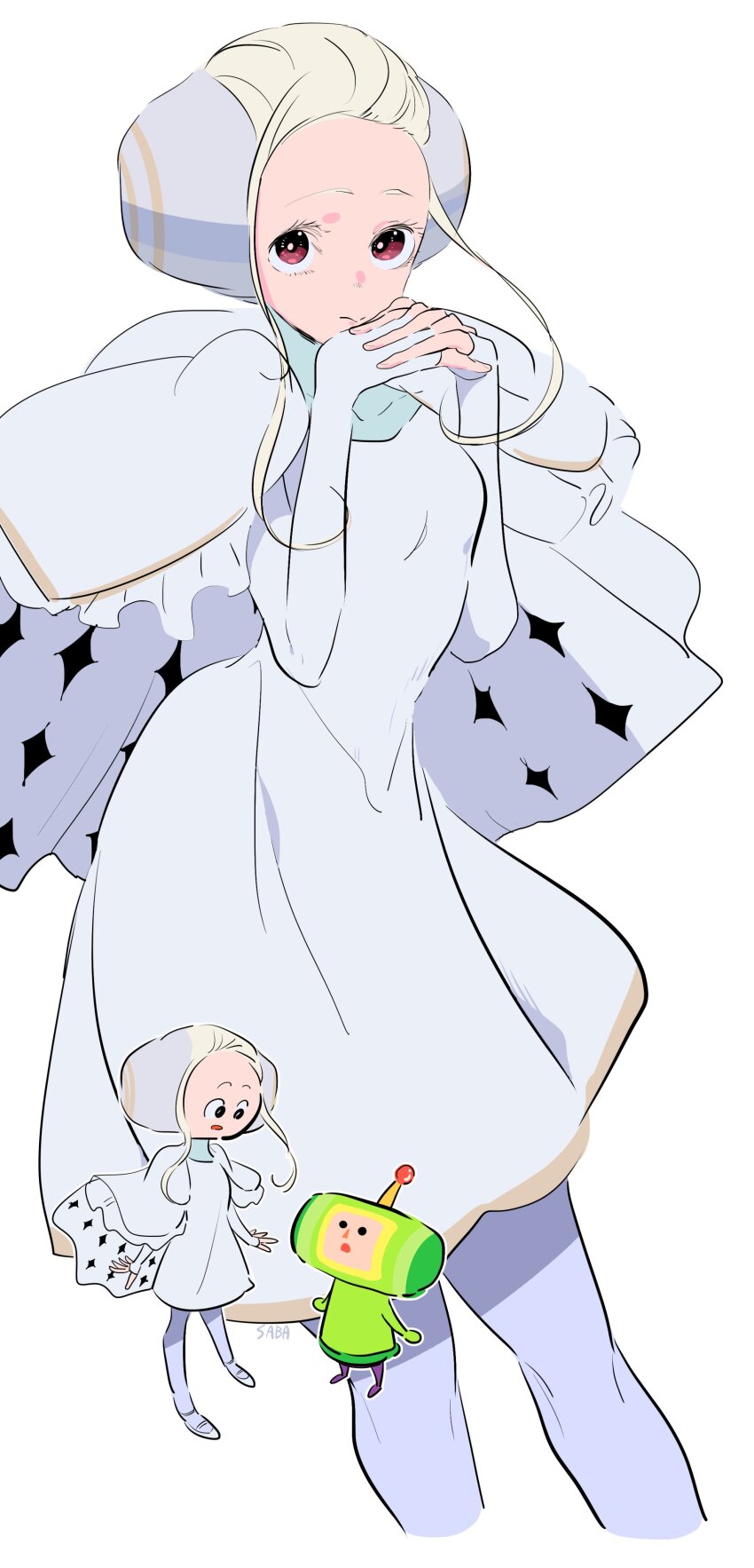 1boy, 1girl, :o, absurdres, cape, caxqov, chibi, chibi_inset