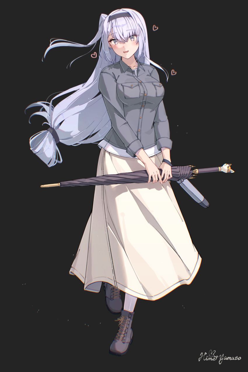 1girl, bag, black_background, black_boots, blush, boots, breast_pocket, breasts