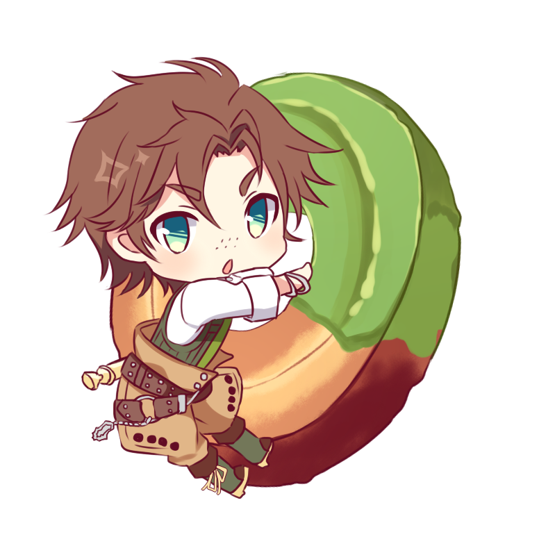 1boy, belt, boots, brown_belt, brown_hair, brown_pants, chibi, chibi_only