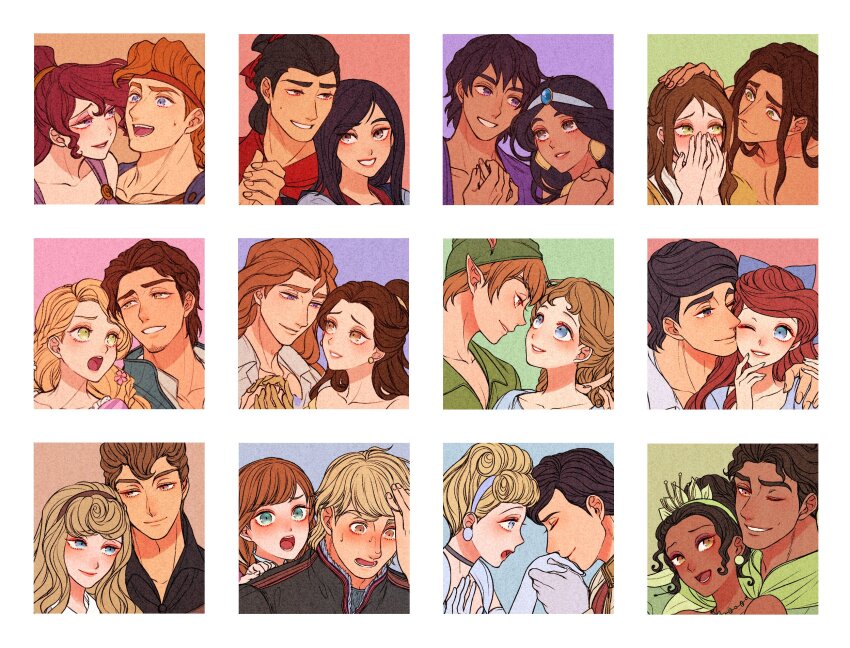 6+boys, 6+girls, aladdin_(disney), aladdin_(movie), anna_(frozen), ariel_(disney), aurora_(disney), beauty_and_the_beast_(disney)