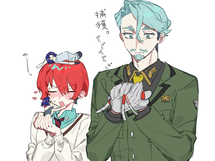 1boy, 1girl, amate_yuzuriha, beard, blush, challia_bull, char_aznable, character_charm