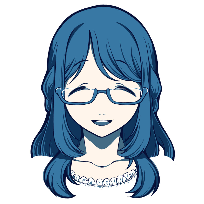 1girl, ^_^, closed_eyes, collarbone, facing_viewer, glasses, highres, kimura_(toshi_densetsu_kaitai_center)