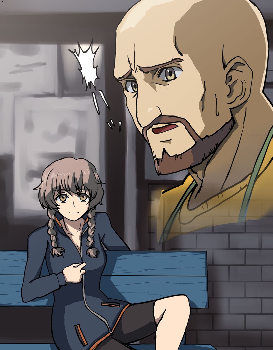 1boy, 1girl, amane_suzuha, highres, hirosato, kuso_miso_technique, md5_mismatch, parody