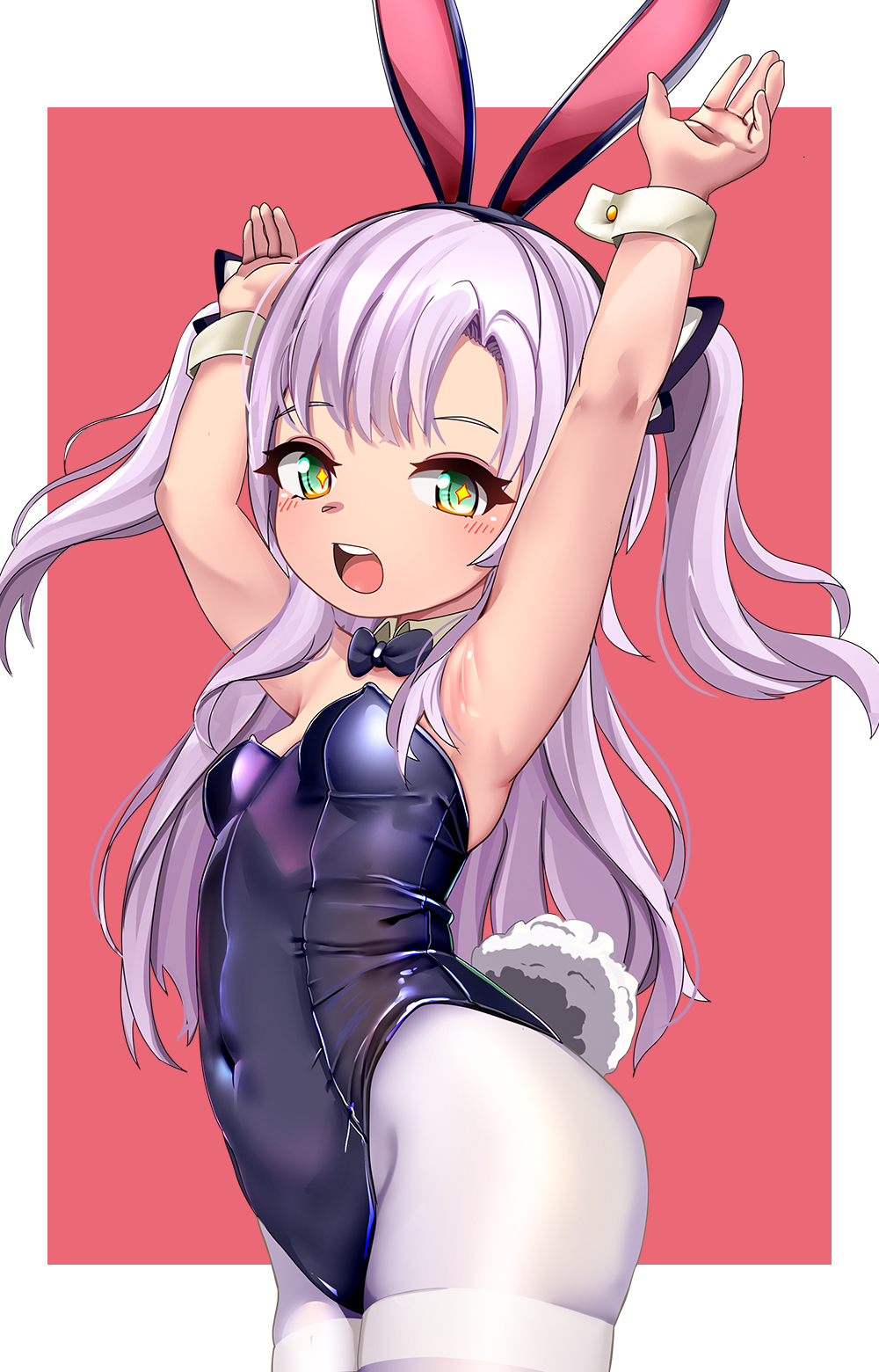 +_+, 1girl, animal_ear_hairband, animal_ears, armpits, arms_up, azur_lane, blue_bow