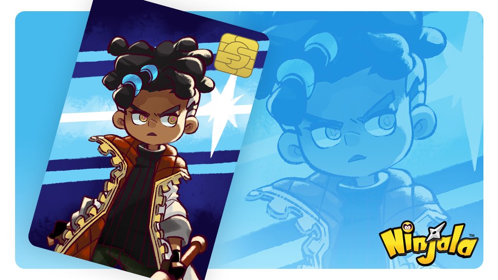 abstract_background, aqua_background, black_gloves, black_hair, black_sweater, border, card, character_background