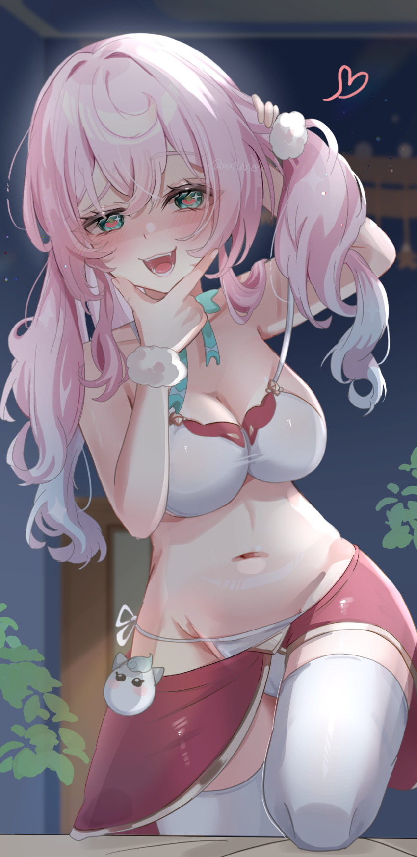 1girl, absurdres, alternate_breast_size, aqua_eyes, bra, breasts, chuuna_(unagiunazy), cleavage