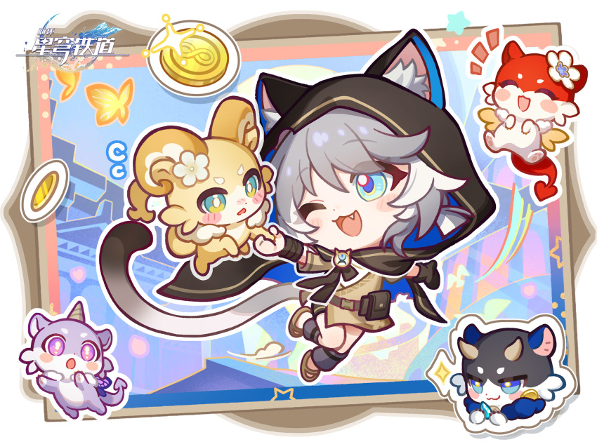 1girl, ;o, aglaea_(honkai:_star_rail), aglaea_(oatmeal)_(honkai:_star_rail), animal, animal_ear_fluff, animal_ears, animal_hood