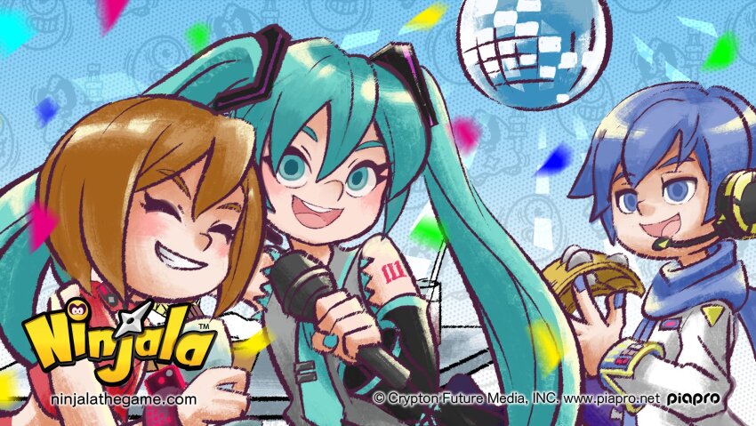 1girl, 2girls, aqua_background, aqua_hair, aqua_nails, aqua_necktie, aqua_pupils, aqua_trim