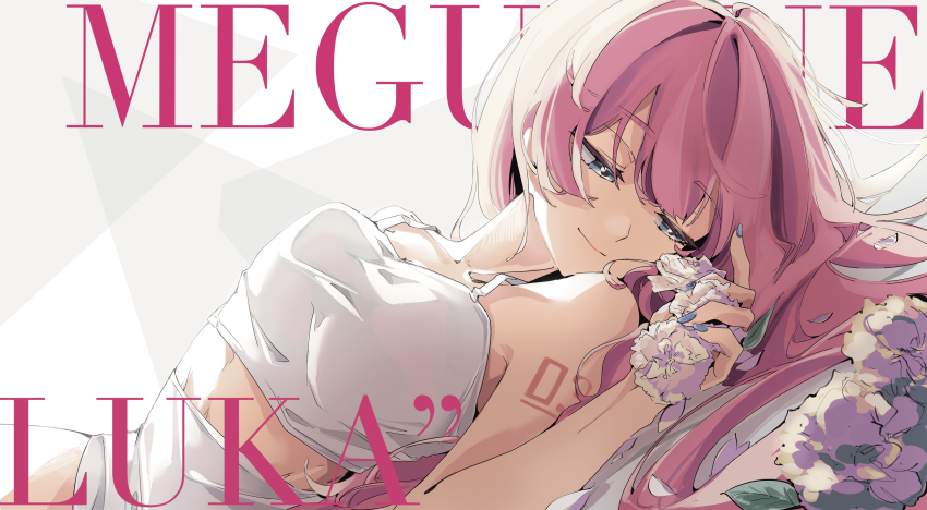 13165075695, 1girl, absurdres, aqua_eyes, bare_shoulders, blue_nails, character_name, commentary