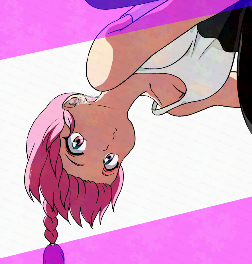 01angelegg, 1girl, bare_arms, black_pants, braid, braided_ponytail, breasts, closed_mouth