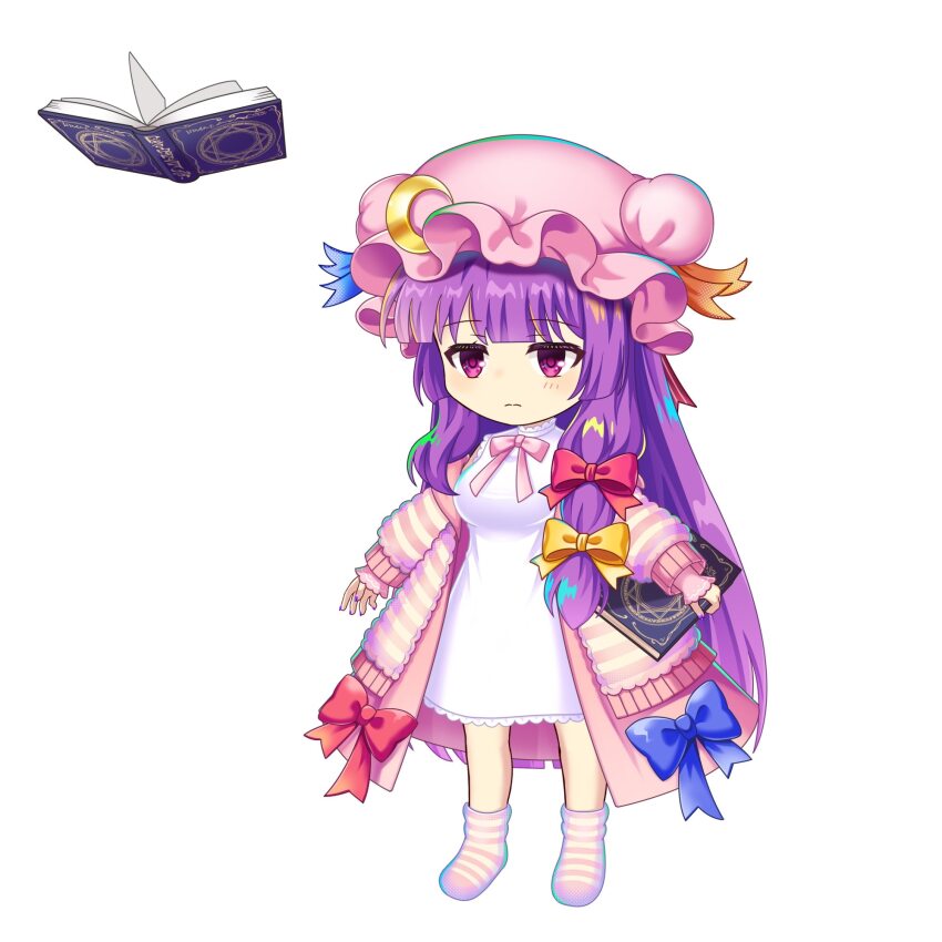 1girl, a-pose, absurdly_long_hair, alternate_costume, blue_bow, blush, book, bow