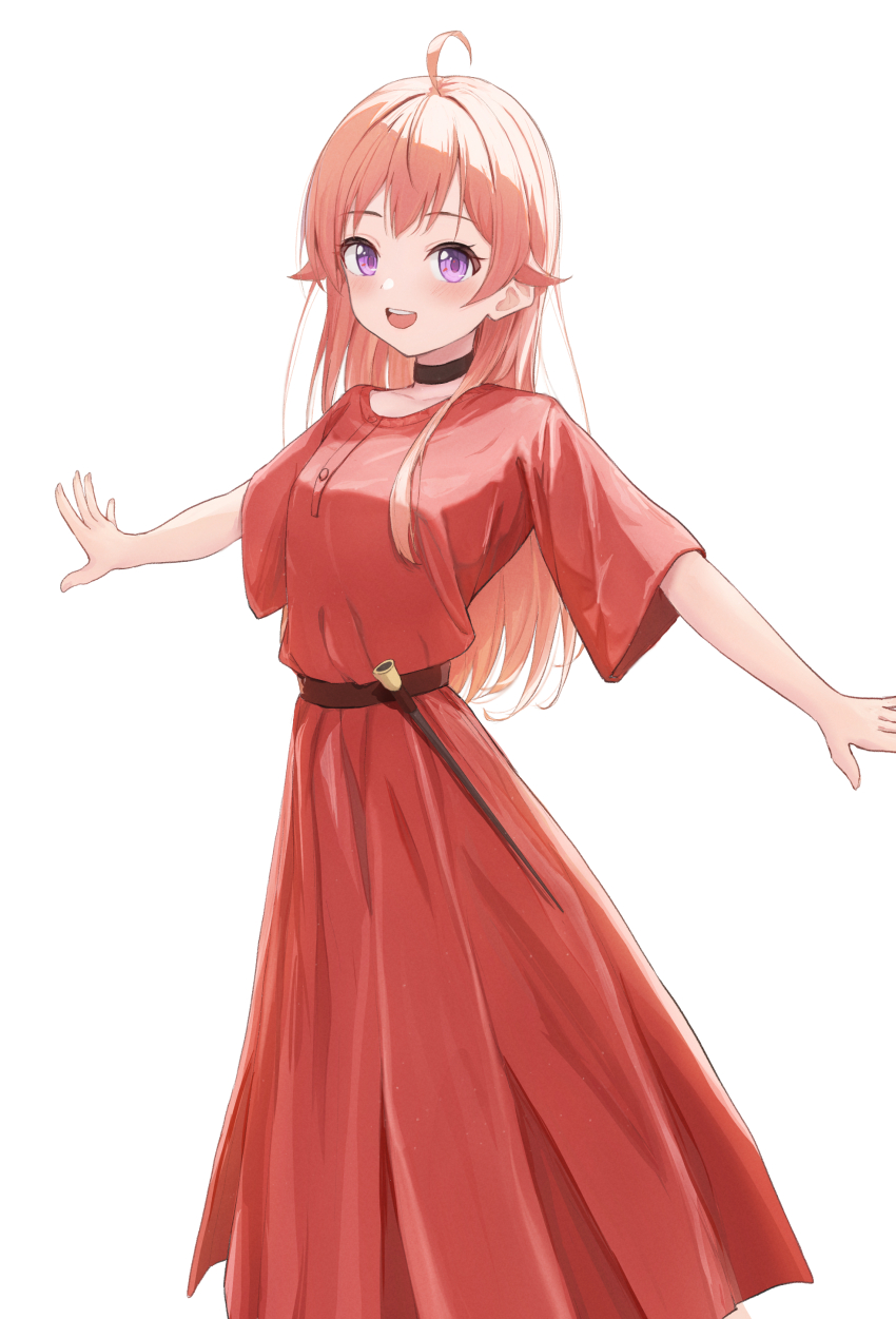 1girl, absurdres, ahoge, belt, black_choker, blonde_hair, breasts, choker