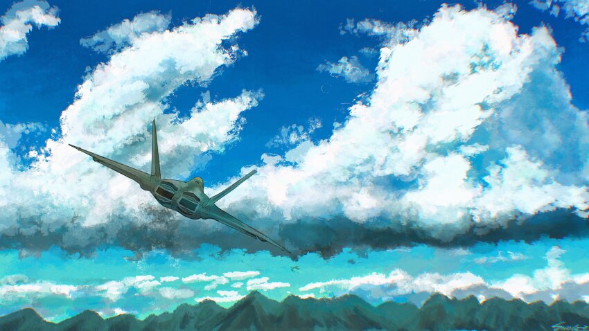 absurdres, aircraft, airplane, cloud, cloudy_sky, commentary, day, english_commentary