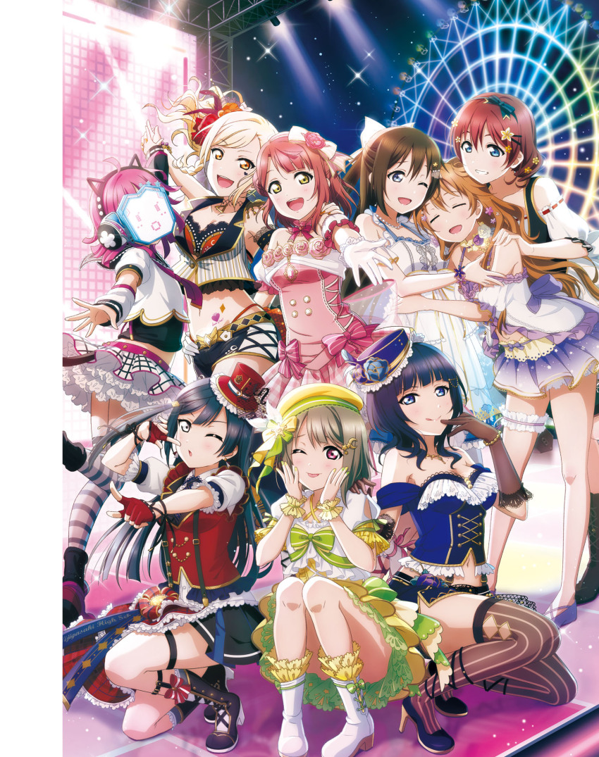 6+girls, anata_no_risou_no_heroine, animal_ear_headphones, animal_ears, artbook, asaka_karin, black_hair, blonde_hair