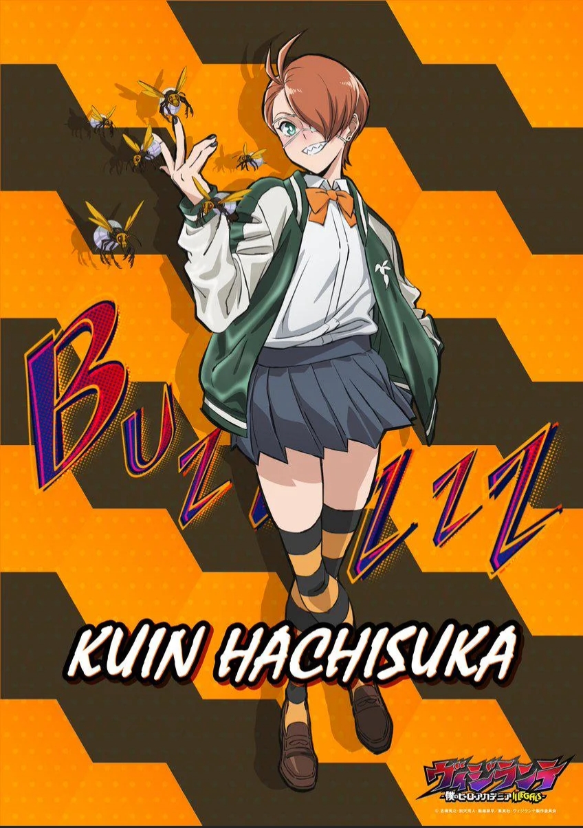 1girl, bee, black_nails, blush, boku_no_hero_academia, bow, bowtie, breasts