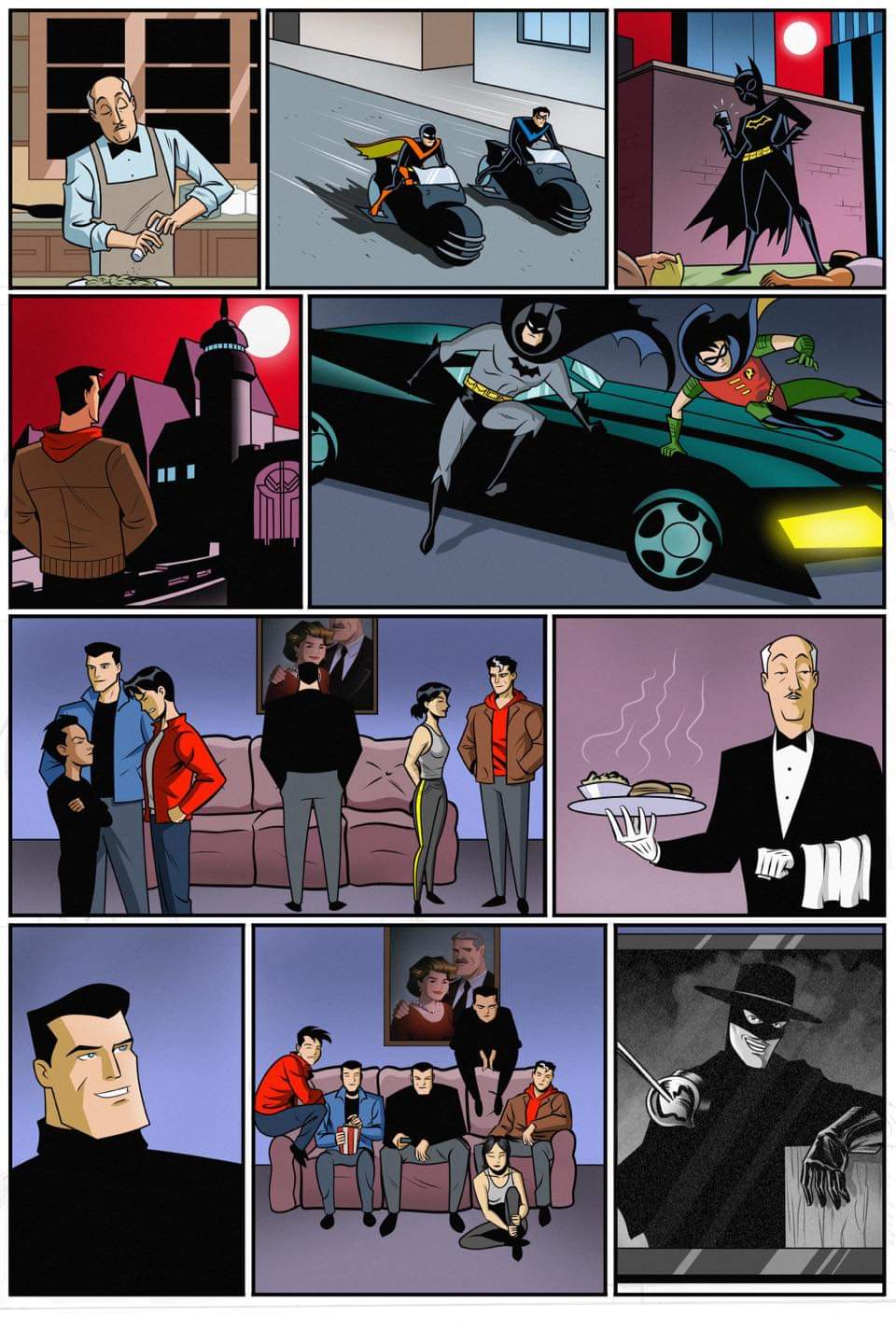 alfred_pennyworth, batgirl, batman, batman_(series), bruce_wayne, cassandra_cain, damian_wayne, dc_comics