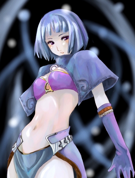 1girl, alice_(afternoon_gleam), alternate_color, bad_source, bikini, bikini_top_only, black_background, blunt_bangs