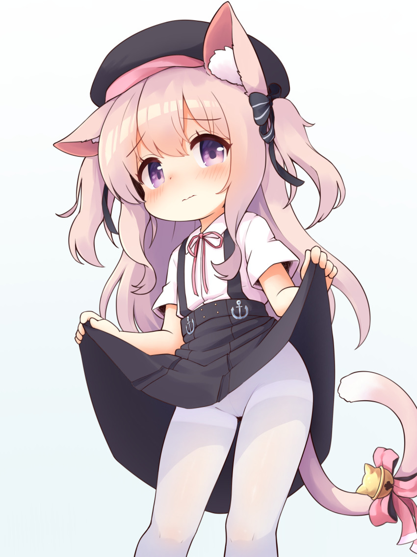 1girl, absurdres, animal_ear_fluff, animal_ears, azur_lane, bell, black_hat, black_skirt