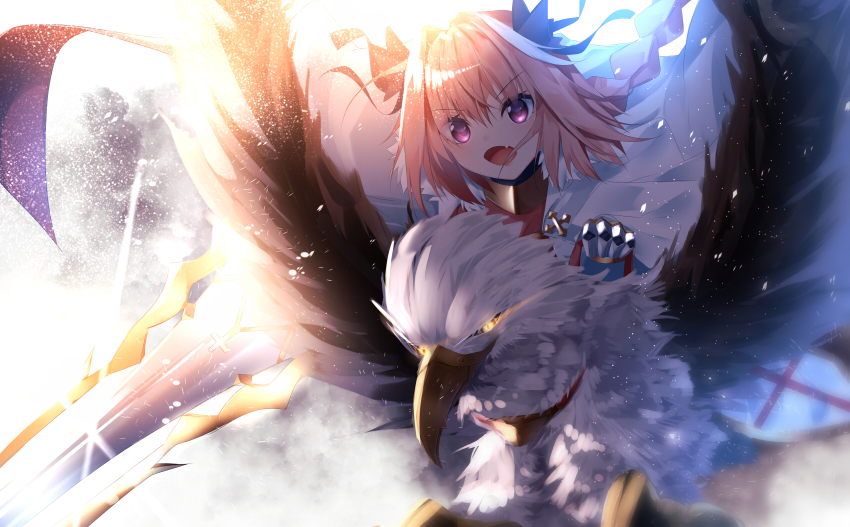 1boy, absurdres, armor, astolfo_(fate), astolfo_(rider)_(fate), black_bow, bow, braid