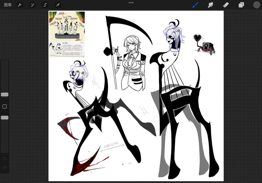 1girl, art_program_in_frame, blue_eyes, closed_mouth, da_capo_(e.g.o), e.g.o_(project_moon), faust_(project_moon), highres