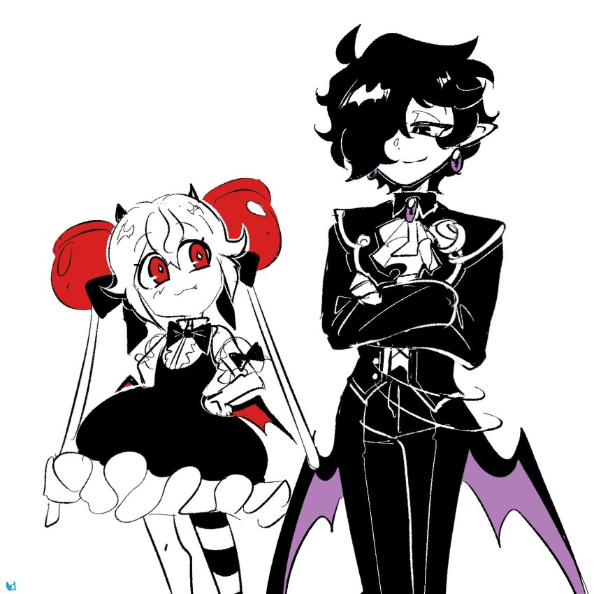 1boy, 1girl, apple_hair_ornament, black_hair, black_sapphire_cookie, candy_apple, candy_apple_cookie, candy_apple_hair_ornament