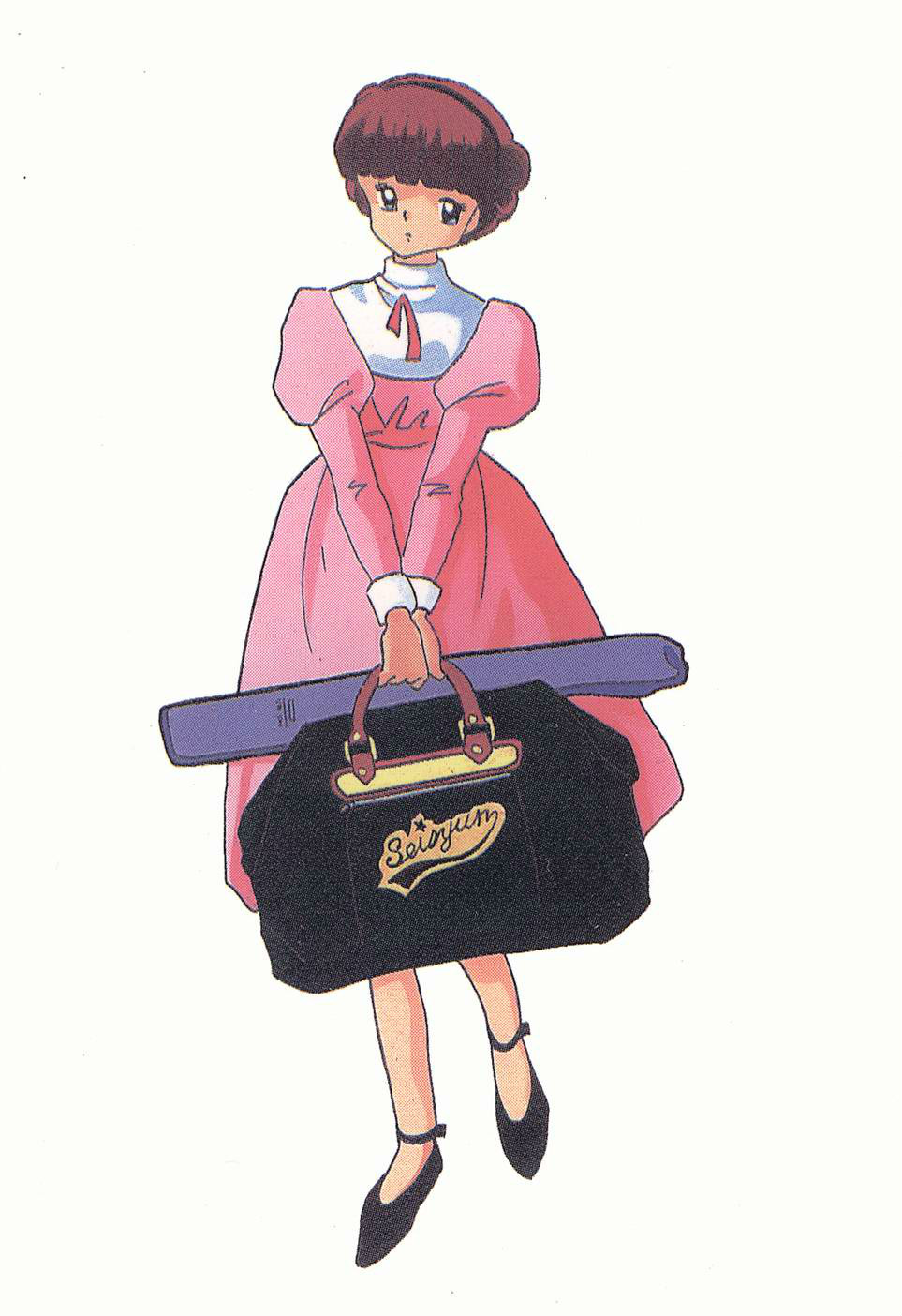 1girl, artist_request, dress, full_body, hairband, highres, konjo_mariko, pink_dress