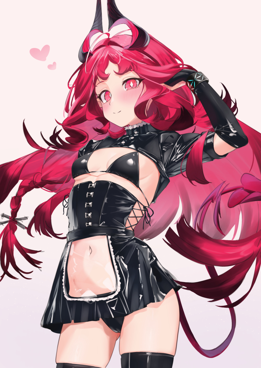 1girl, alternate_costume, arknights, bikini, black_bikini, black_corset, black_gloves, black_skirt