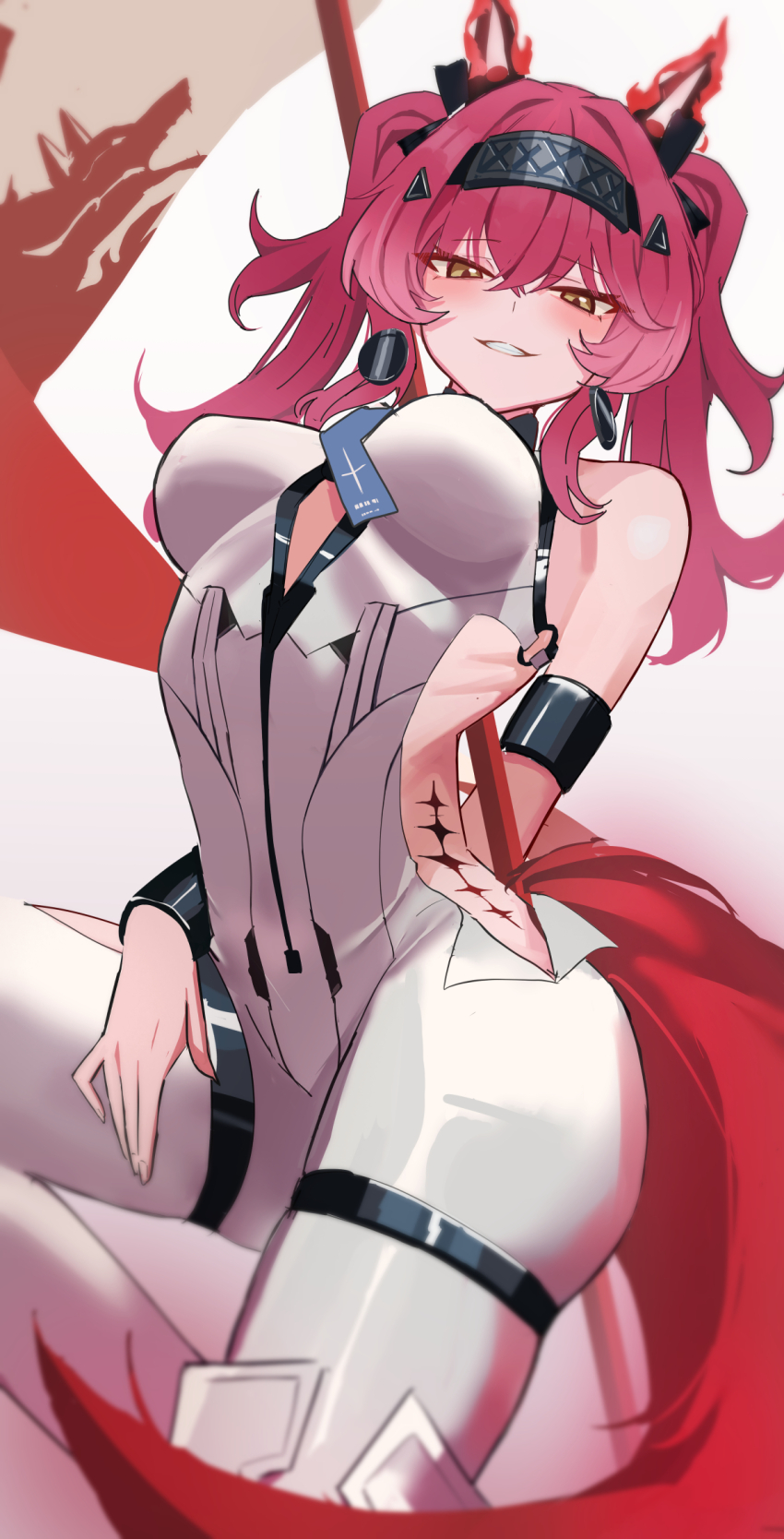 1girl, animal_ears, bare_shoulders, black_bow, black_hairband, bodysuit, bow, breasts