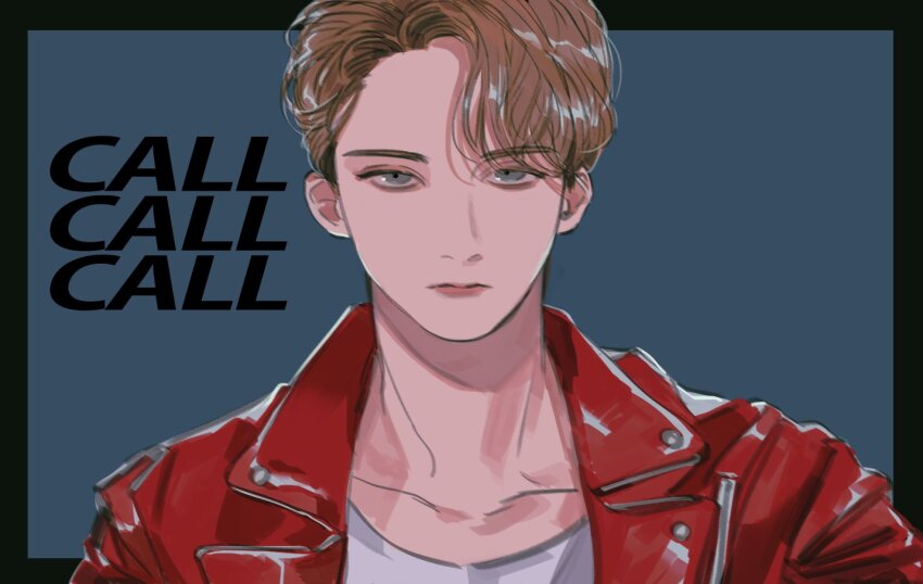 1boy, black_border, border, brown_hair, closed_mouth, commentary, jacket, jeonghan_(seventeen)