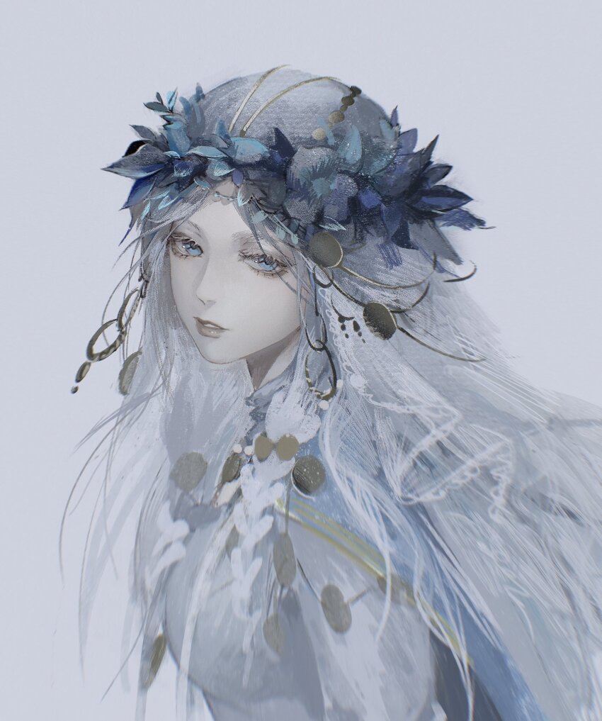 1girl, blue_eyes, braid, doll_joints, dress, elden_ring, elden_ring_nightreign, flower_wreath