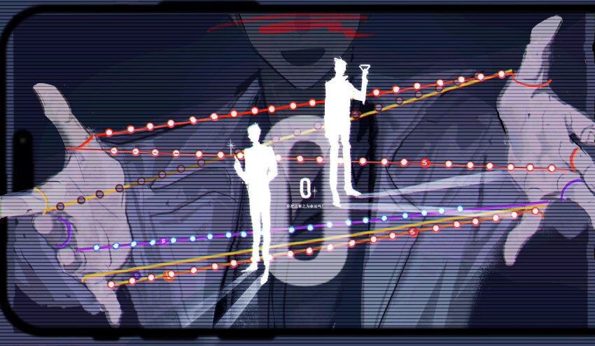 1boy, absurdres, black_shirt, cellphone, coat, dim_lighting, eyes_out_of_frame, face_censor