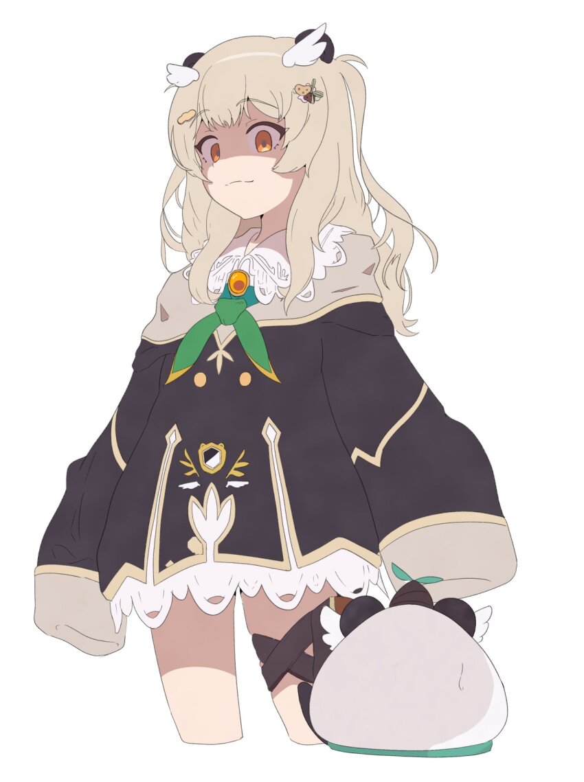 1girl, amatsuna_sasaha, animal_ears, black_dress, blonde_hair, bow, bowtie, catnamenothing