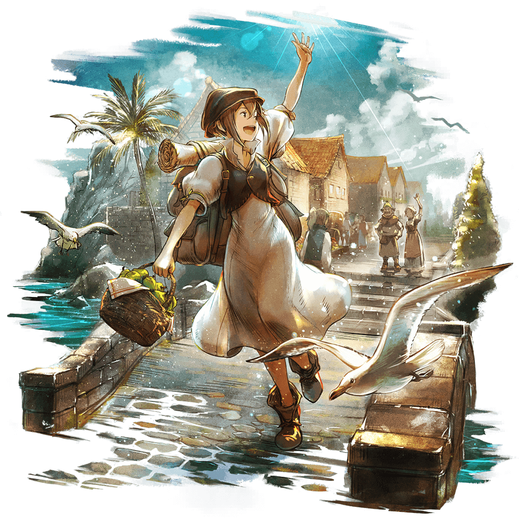 backpack, bag, bird, boots, bridge, brown_boots, brown_vest, dress