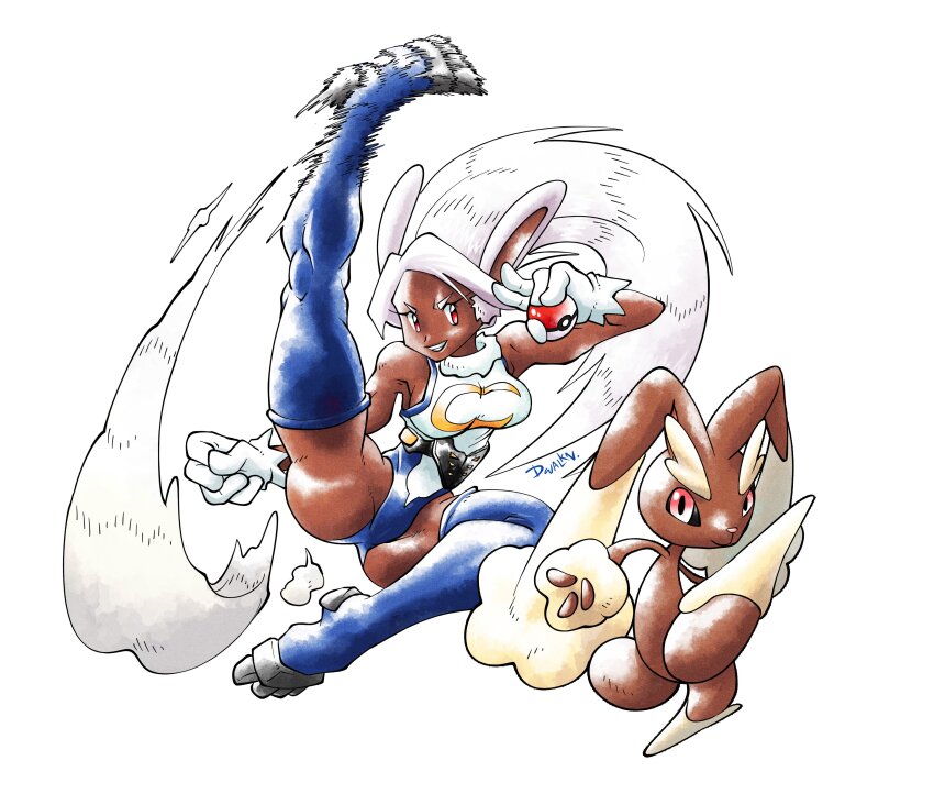 1girl, absurdres, animal_ears, artist_name, ass, black_sclera, blue_thighhighs, boku_no_hero_academia